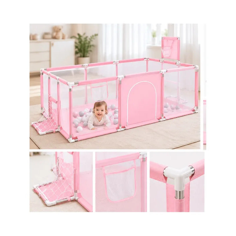 Corral Pelotero Para Bebe Con Arco Y Aro Medida 235*66*129