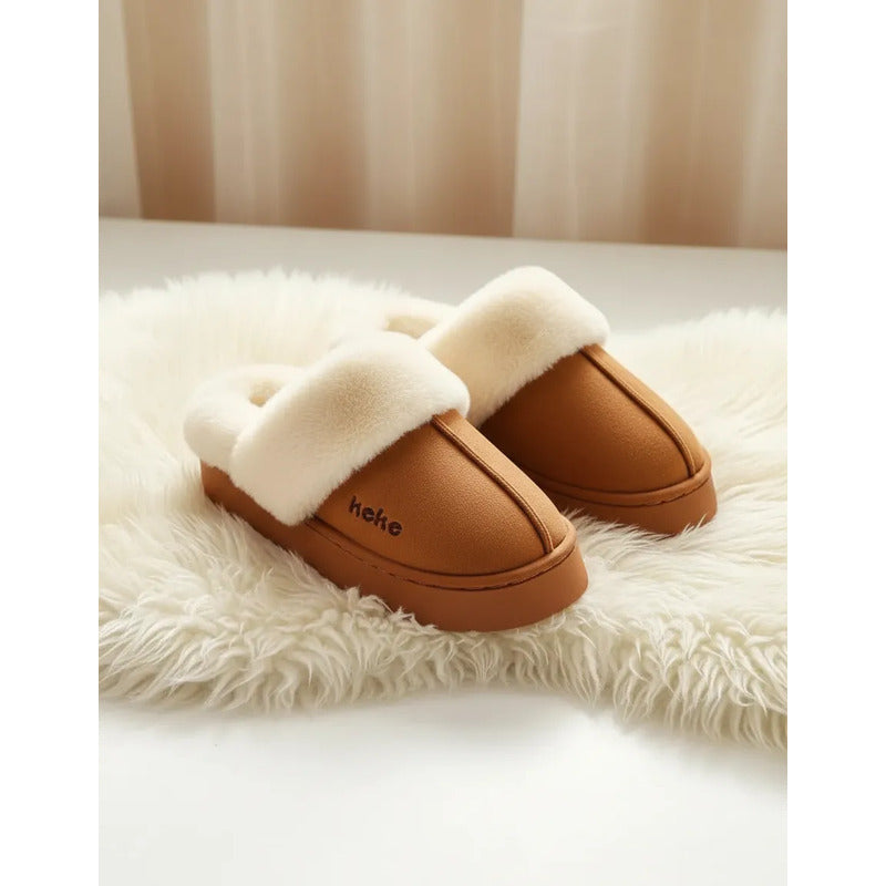 Pantuflas Mujer Forradas Con Corderito Altas Sin Talón