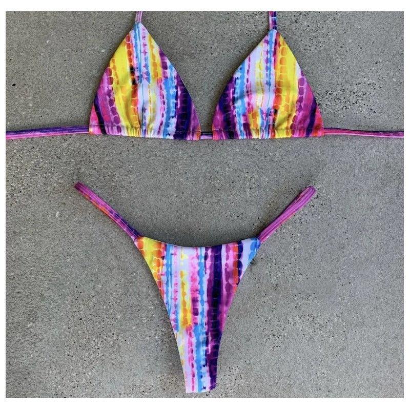 Bikini Cola Less Violeta Con Amarillo En Triangulo Uniteduy