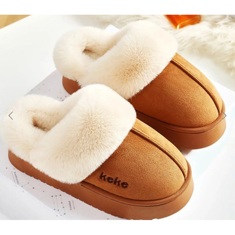 Pantuflas Mujer Forradas Con Corderito Altas Sin Talón