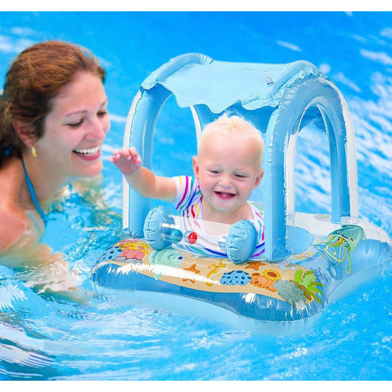 Inflable Flotador Bebe Silla Techo Sonajero Cuadrado Piscina