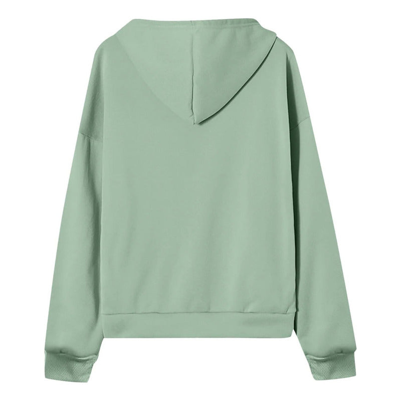 Campera Canguro Con Cierre Bolsillos Capucha Dama Lisa