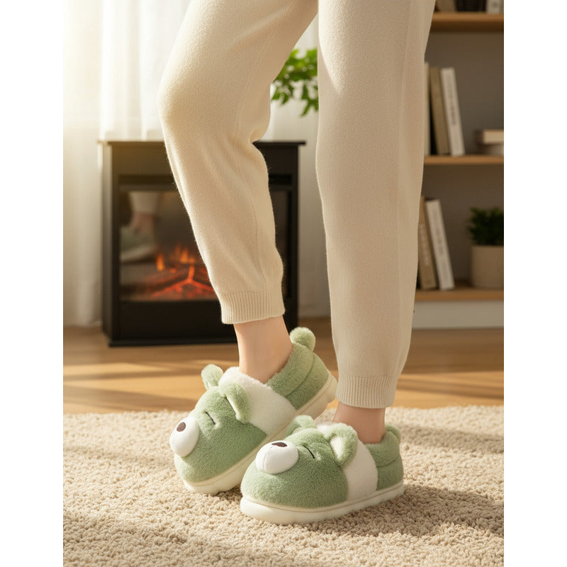Pantufla Peludas Osos Con Suela De Goma Varios Colores
