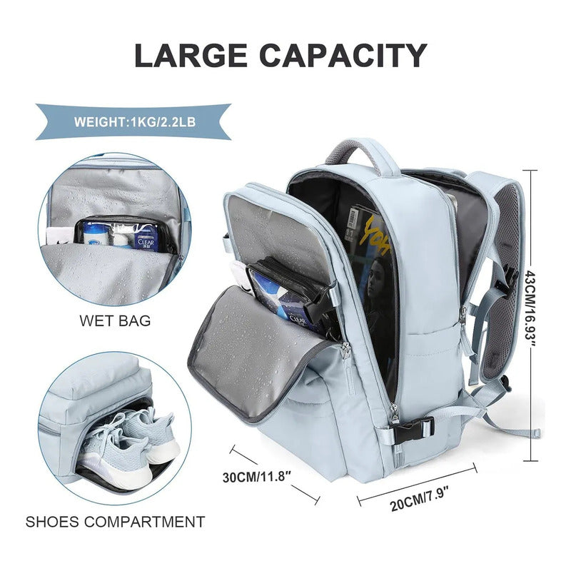 Mochila Viaje Grande Con Usb Varias Reparticiones Uniteduy