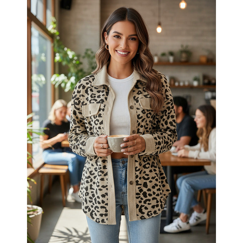 Sobre Camisa Pana Animal Print Varios Colores