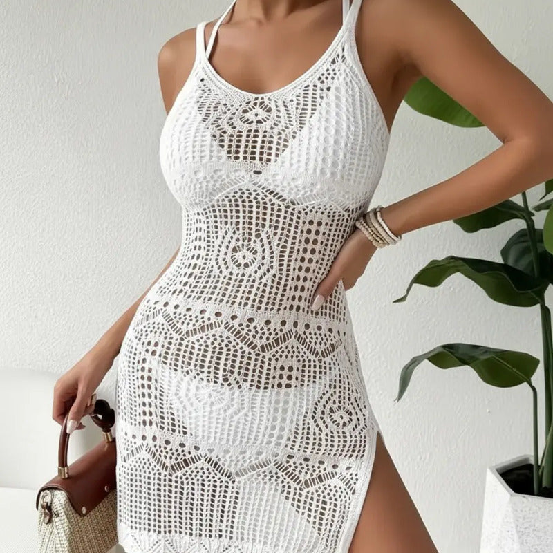 Vestido Playa Calado Corto Con Tajo Adaptable  Uniteduy
