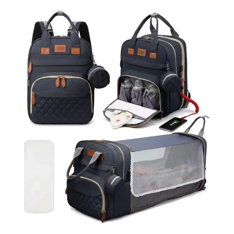 Bolso Mochila Maternal Cuna Bebé  Cambiador Y Usb Uniteduy