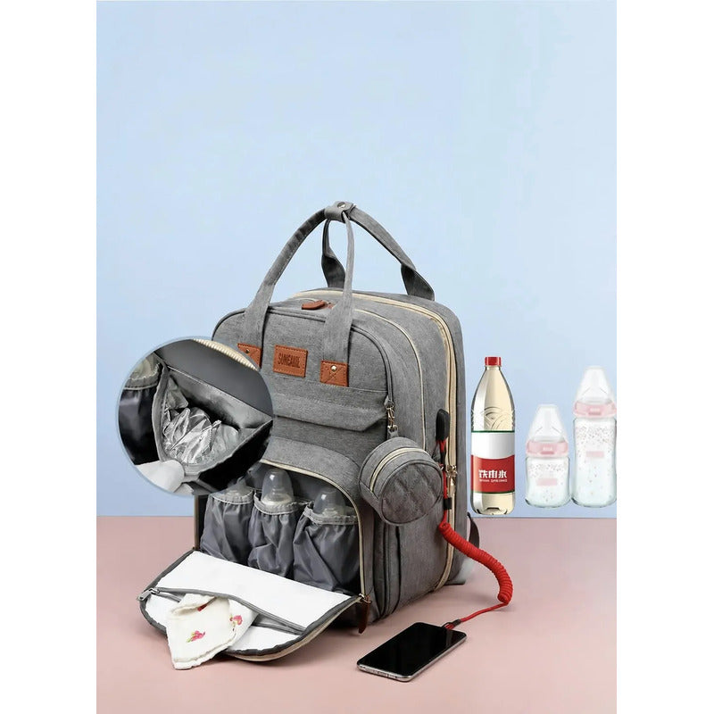 Bolso Mochila Maternal Cuna Bebé  Cambiador Y Usb Uniteduy