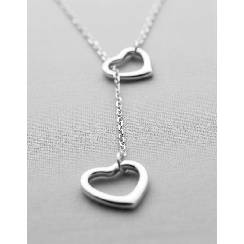 Cadena Doble Corazón Ajustable Plata 925