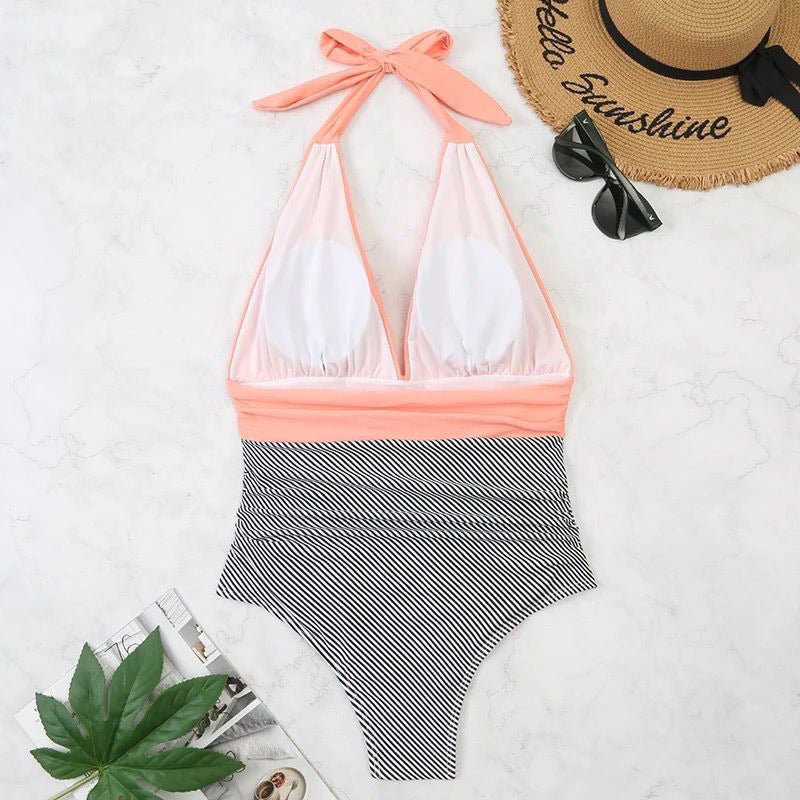 Malla Entera Triangulo Plisada Combinada Bikini Del M Al Xl