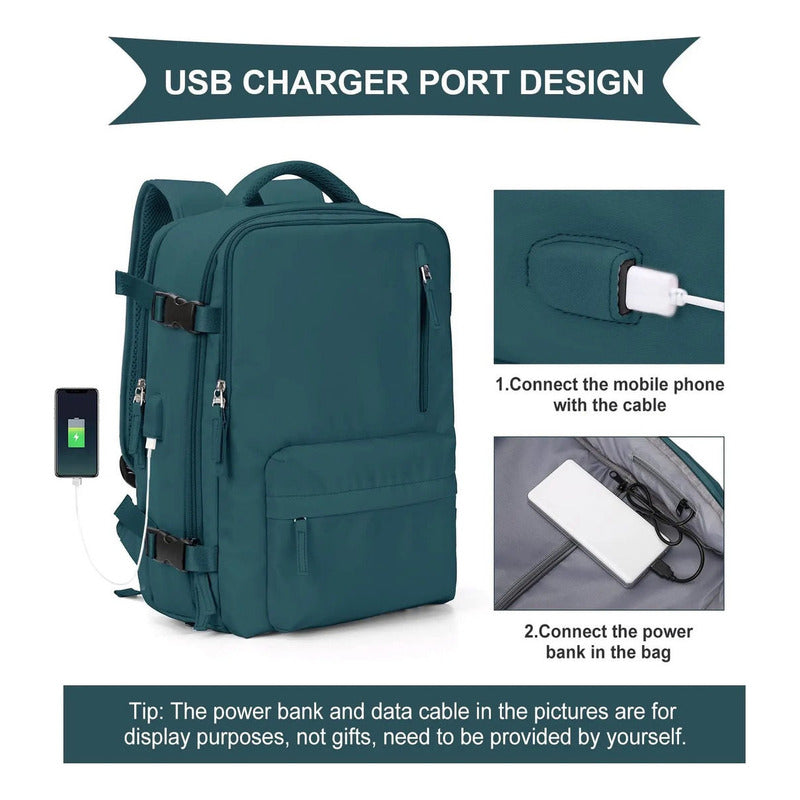 Mochila Viaje Grande Con Usb Varias Reparticiones Uniteduy