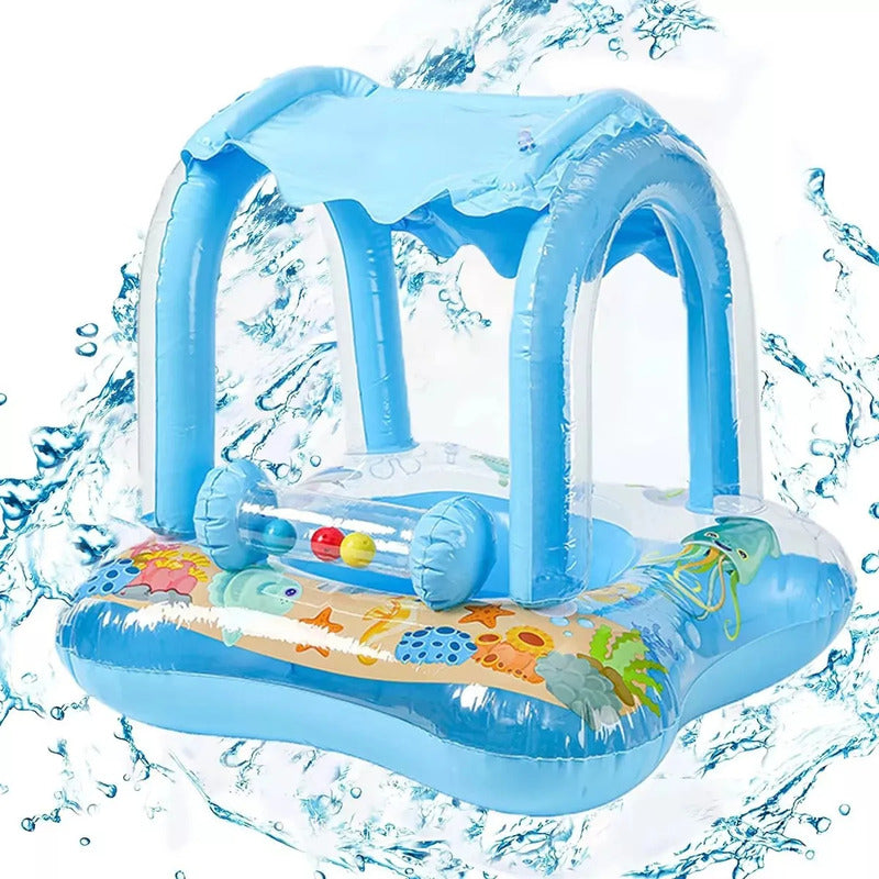 Inflable Flotador Bebe Silla Techo Sonajero Cuadrado Piscina
