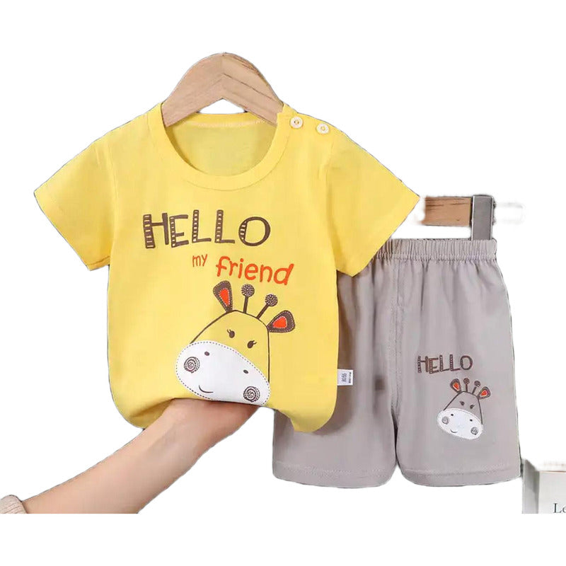 Conjunto De Niño Short Y Remera Bebe Varios Diseños Uniteduy