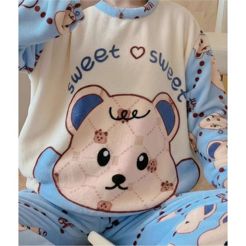 Pijama Peluche Largo De Dama Varios Diseños Talle Único