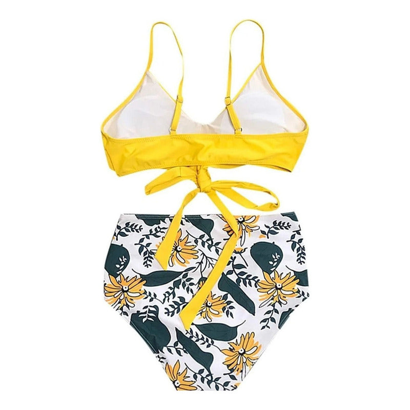 Bikini Mallas Tiro Alto 2 Piezas Push Up Cruzado Uniteduy