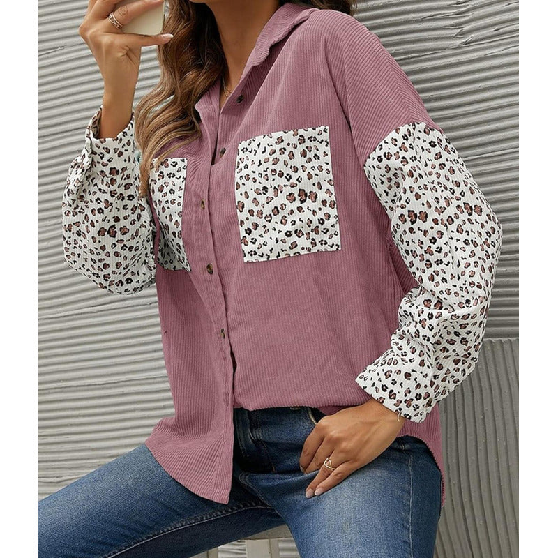 Sobre Camisa Pana Combinado Con Animal Print Varios Colores