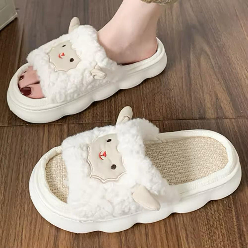 Pantuflas Oveja Peluche Abierta Sin Talon Suela De Goma
