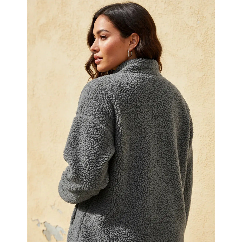 Campera De Corderito Para Dama Con Cierre Y Bolsillo Forrada