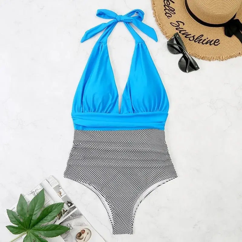 Malla Entera Triangulo Plisada Combinada Bikini Del M Al Xl
