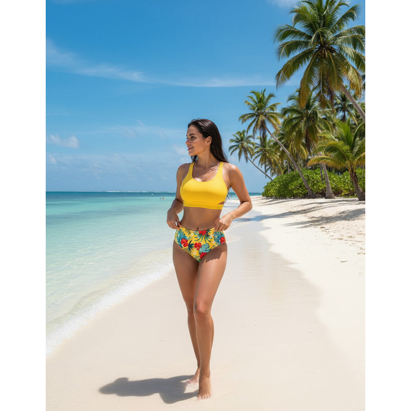 Bikini Mallas Tiro Alto 2 Piezas Push Up Uniteduy Varios Col