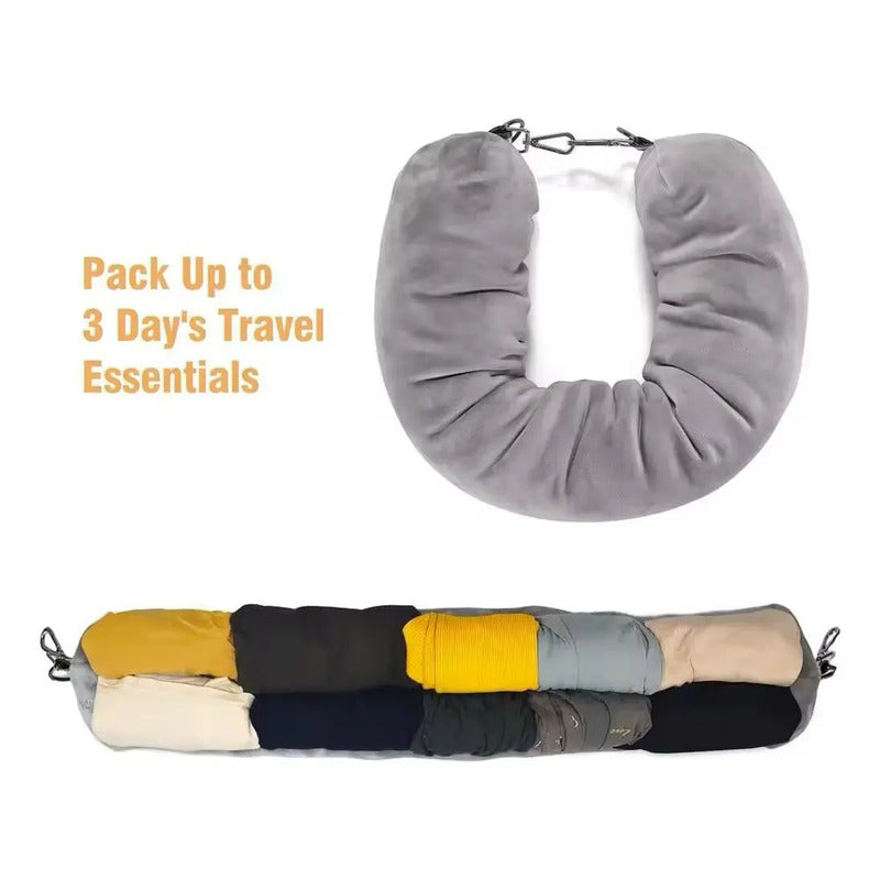 Almohada Funda Cuello Viaje Rellenable Con Ropa Untieduy