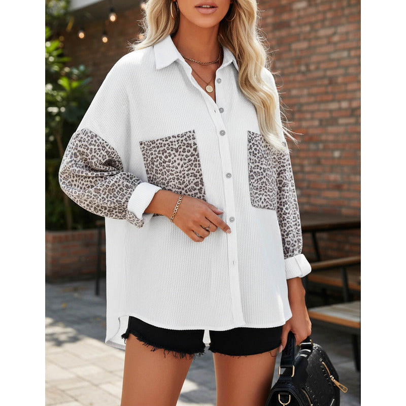 Sobre Camisa Pana Combinado Con Animal Print Varios Colores