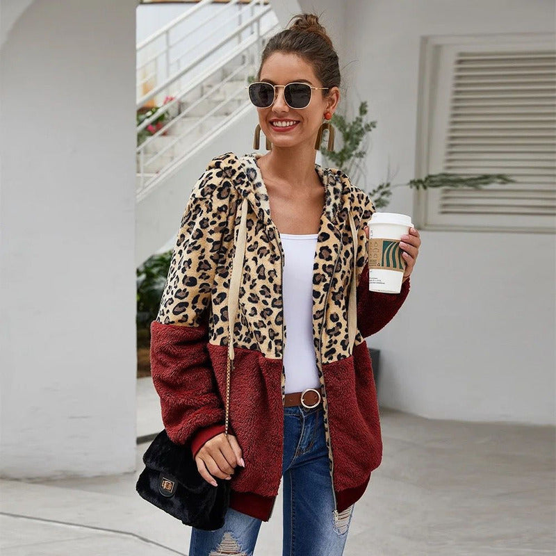 Campera Con Capucha Combinado Animal Print Polar Uniteduy