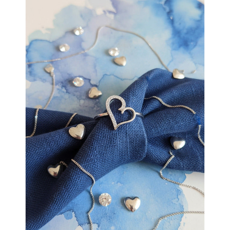 United Uy! Anillo De Plata 925 Corazón Con Zirconias!