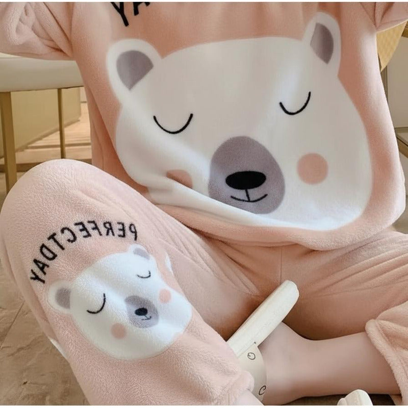Pijama Peluche Largo De Dama Varios Diseños Talle Único