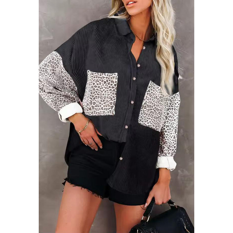 Sobre Camisa Pana Combinado Con Animal Print Varios Colores