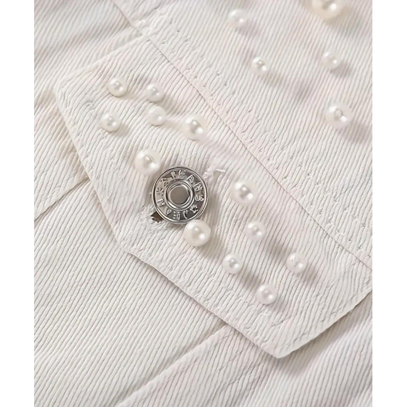 Campera De Jeans Con Aplique Perlas Uniteduy