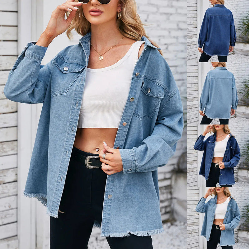 Sobre Camisa Campera Jeans Claro Y Oscuro Oversize Uniteduy