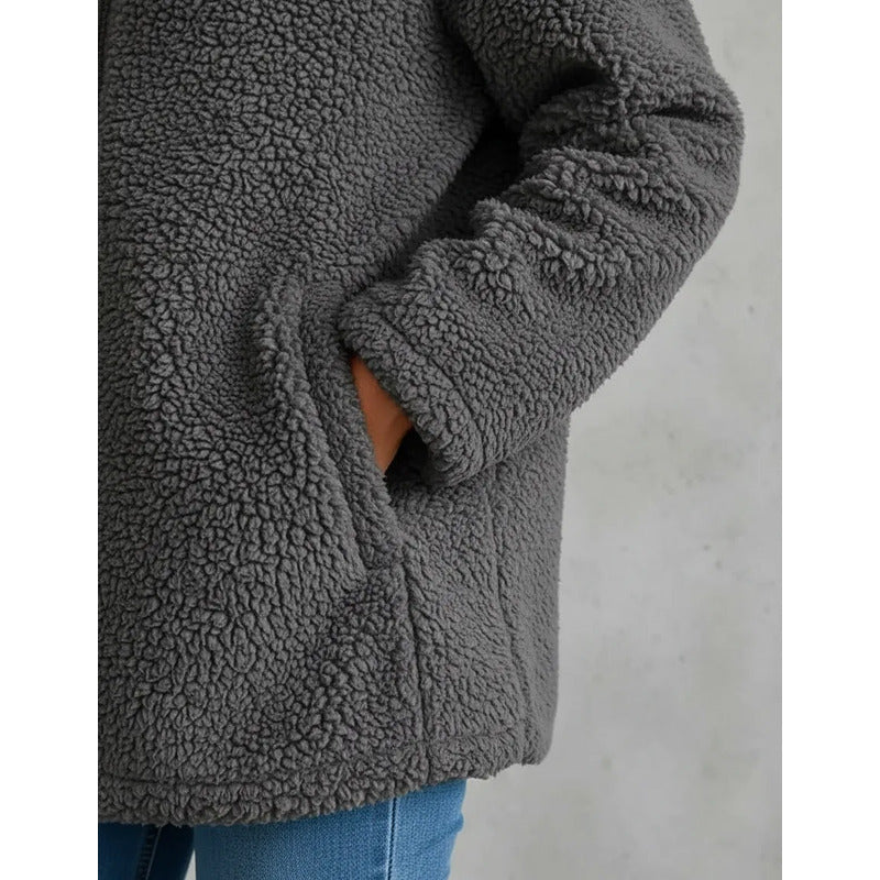Campera De Corderito Para Dama Con Cierre Y Bolsillo Forrada