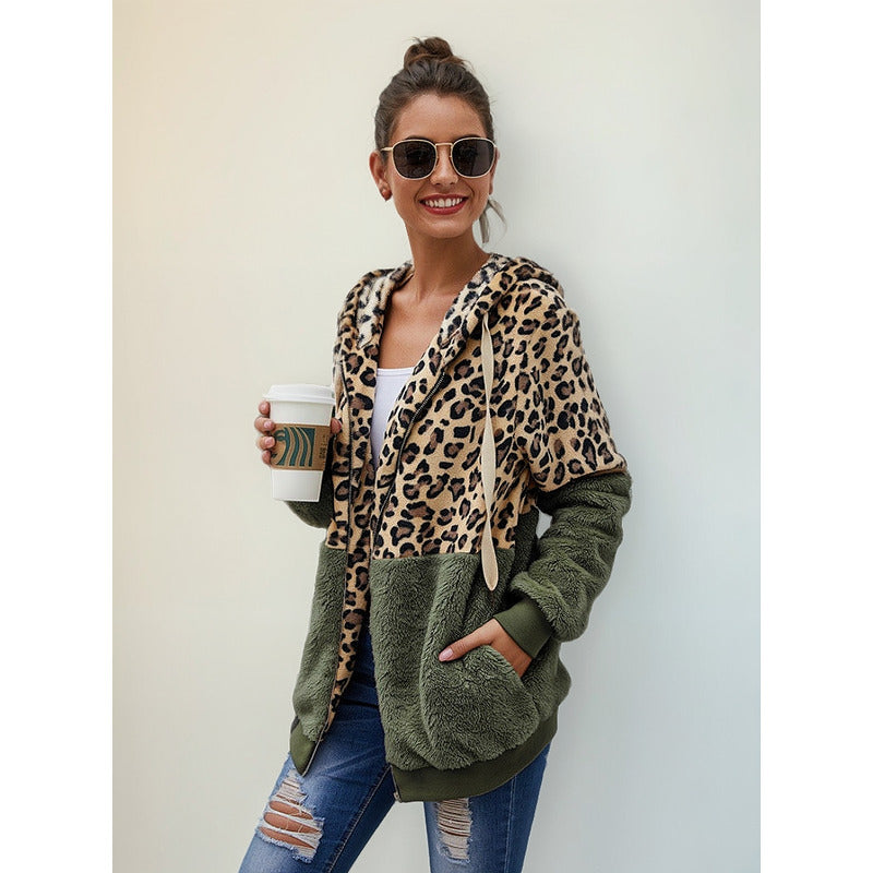 Campera Con Capucha Combinado Animal Print Polar Uniteduy