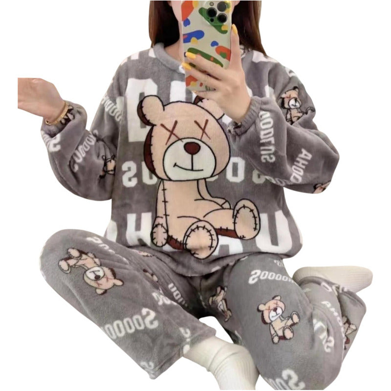 Pijama Peluche Largo De Dama Varios Diseños Talle Único