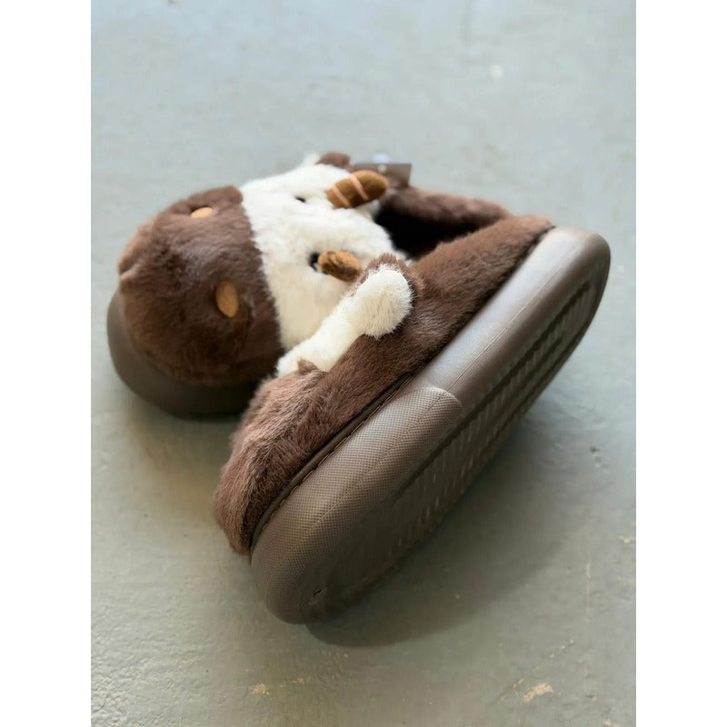 Pantufla Vaca Sin Talón Talles Del 36 Al 45 Suela De Goma
