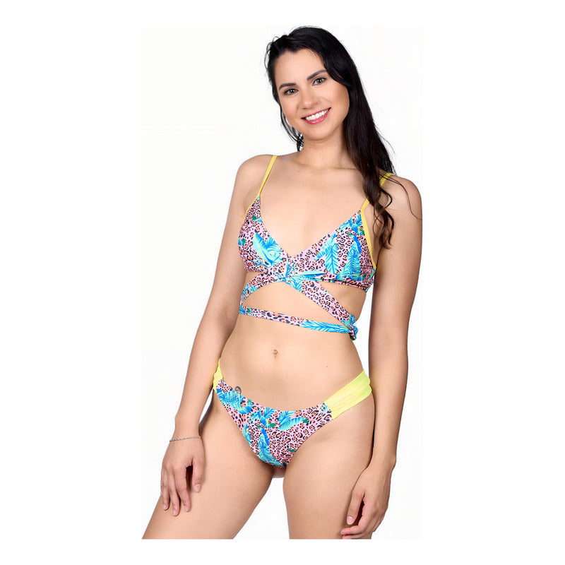 Uniteduy! Bikini  Animal Print Amarillo Cruzado!! Cola Less