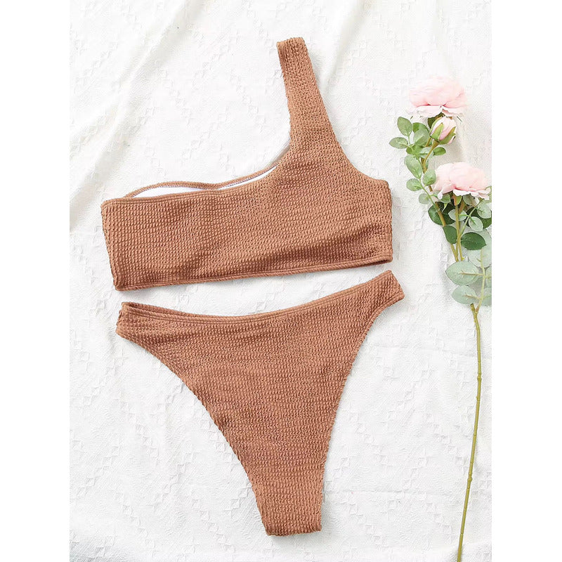 Bikini Malla Hombro Solo Vedetina Texturado Varios Colores