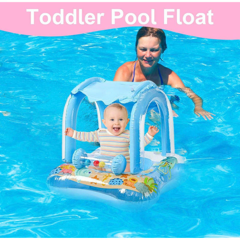 Inflable Flotador Bebe Silla Techo Sonajero Cuadrado Piscina