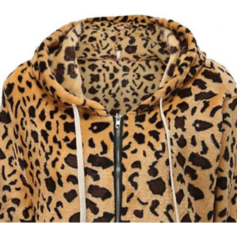 Campera Con Capucha Combinado Animal Print Polar Uniteduy