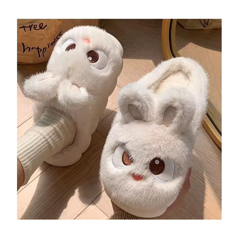 Pantufla Conejo Peludas Con Suela De Goma Varios Colores