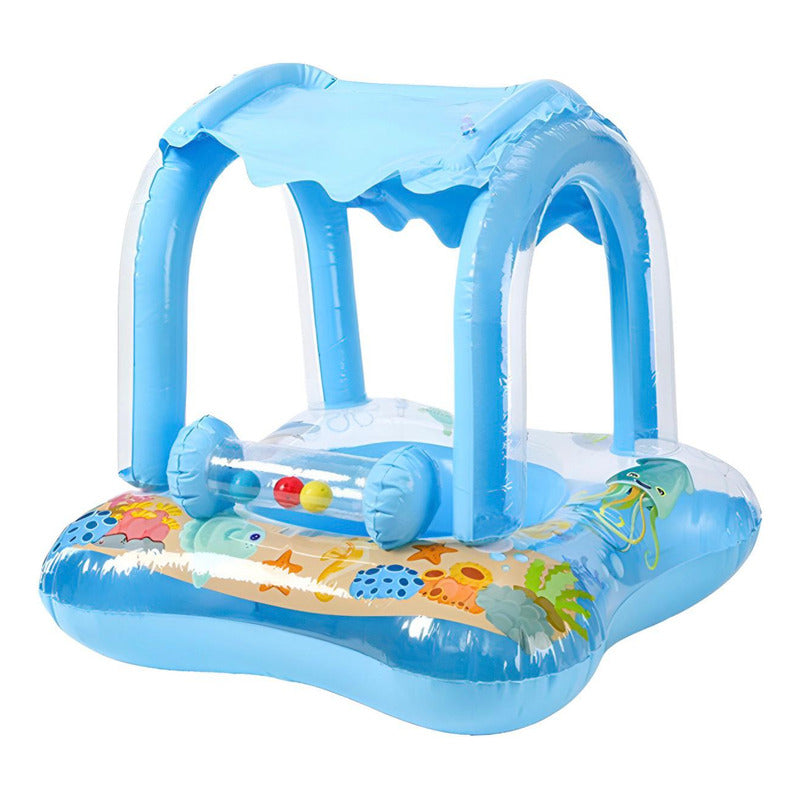 Inflable Flotador Bebe Silla Techo Sonajero Cuadrado Piscina