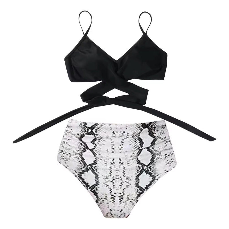 Bikini Mallas Tiro Alto 2 Piezas Push Up Cruzado Uniteduy