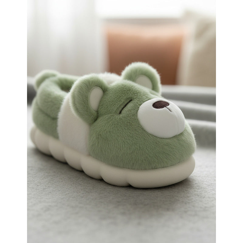 Pantufla Peludas Osos Con Suela De Goma Varios Colores