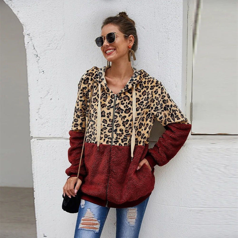 Campera Con Capucha Combinado Animal Print Polar Uniteduy