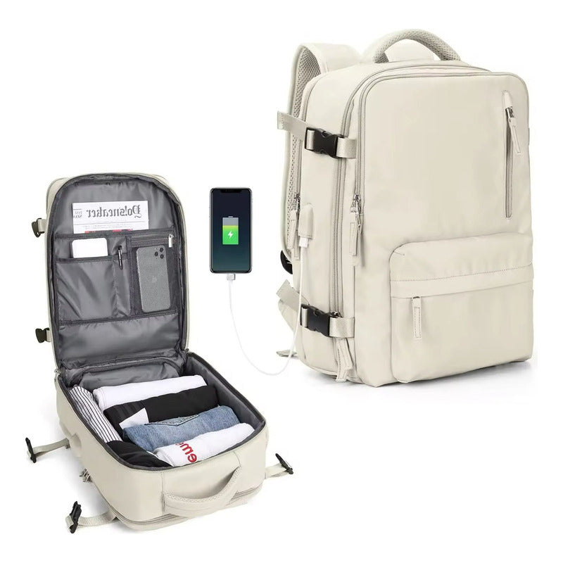 Mochila Viaje Grande Con Usb Varias Reparticiones Uniteduy