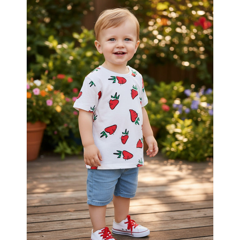 Remeras Manga Corta Algodon Bebes Y Niños Varios Diseños