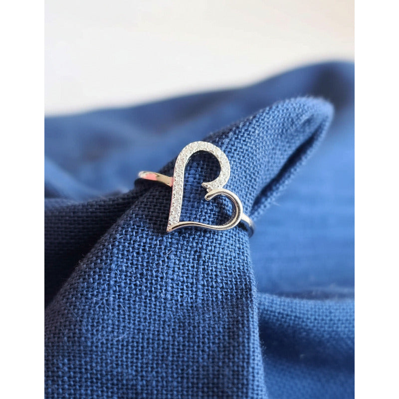 United Uy! Anillo De Plata 925 Corazón Con Zirconias!