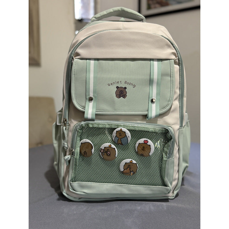 Mochila Escolar Liceo Pines De Capibara Carpincho Laptop