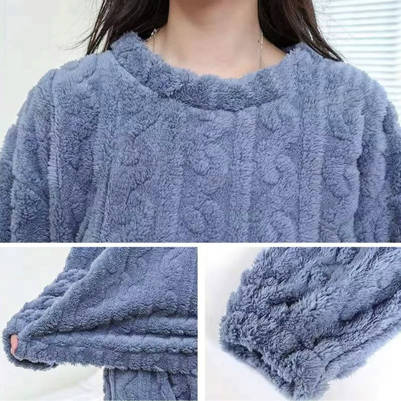 Pijama Peluche Trenzado Largo De Dama Plush  Varios Colores